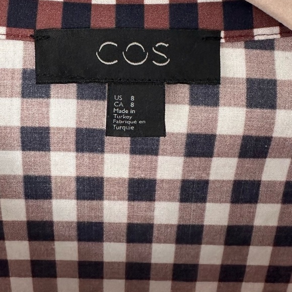 COS Checkered Print Midi Shirt Dress size 8 - Picture 6 of 8